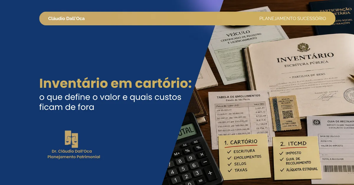 Quanto o cartório cobra para fazer inventário?