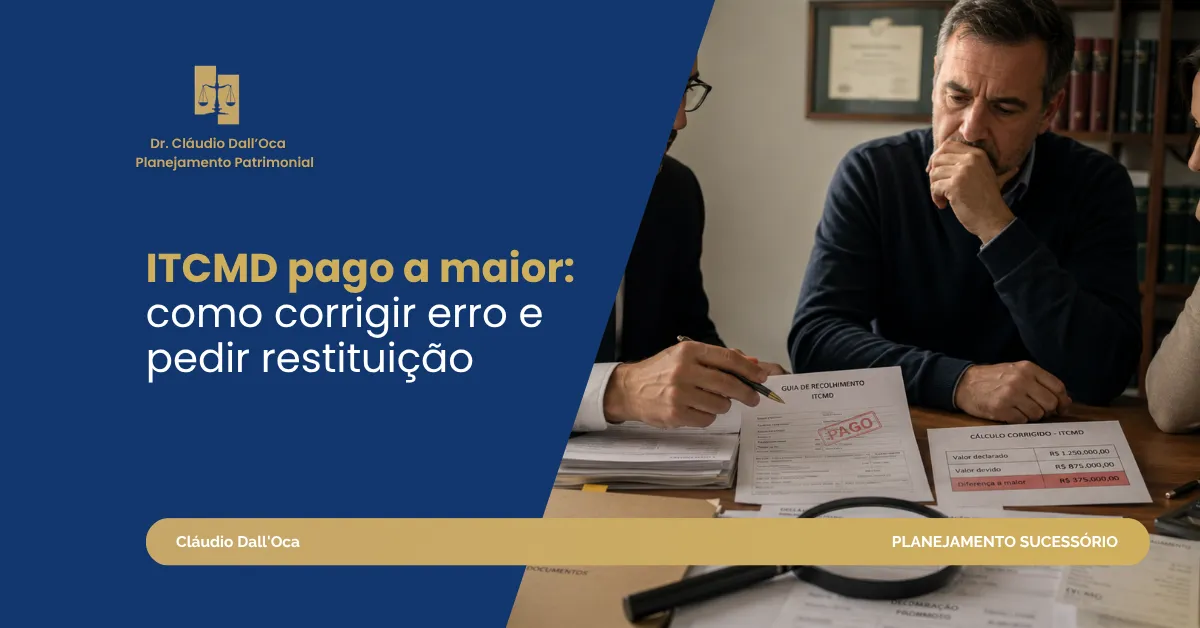 ITCMD pago a maior ou com erro: quando e como pedir restituição ou correção