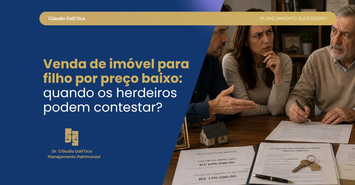 Venda de imóvel de pai para filho por valor abaixo do mercado: quando os outros herdeiros podem contestar?
