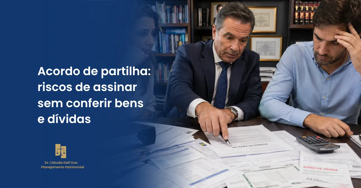 Assinar acordo de partilha sem conhecer todos os bens e dívidas: quais são os riscos?