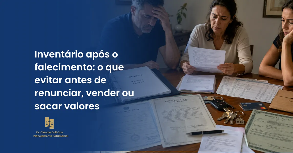 Luto e inventário: decisões que devem esperar antes de renunciar, vender, sacar ou fazer acordos