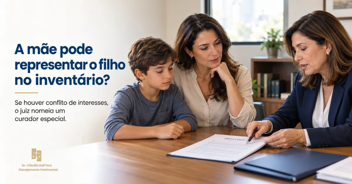 Mãe e filho menor são herdeiros: quem representa a criança no inventário?